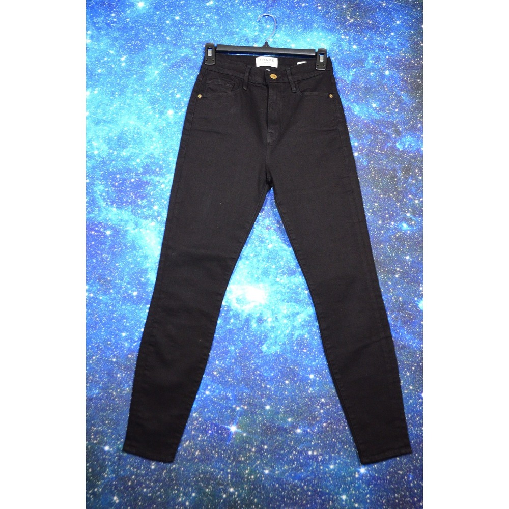 Frame Denim Jeans Womens 25 Black Ali High Rise Cigarette Skinny Stretch - Picture 2 of 9